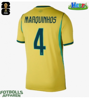 Brasilien Marquinhos #4 Hemmatröja VM 2026 Kortärmad